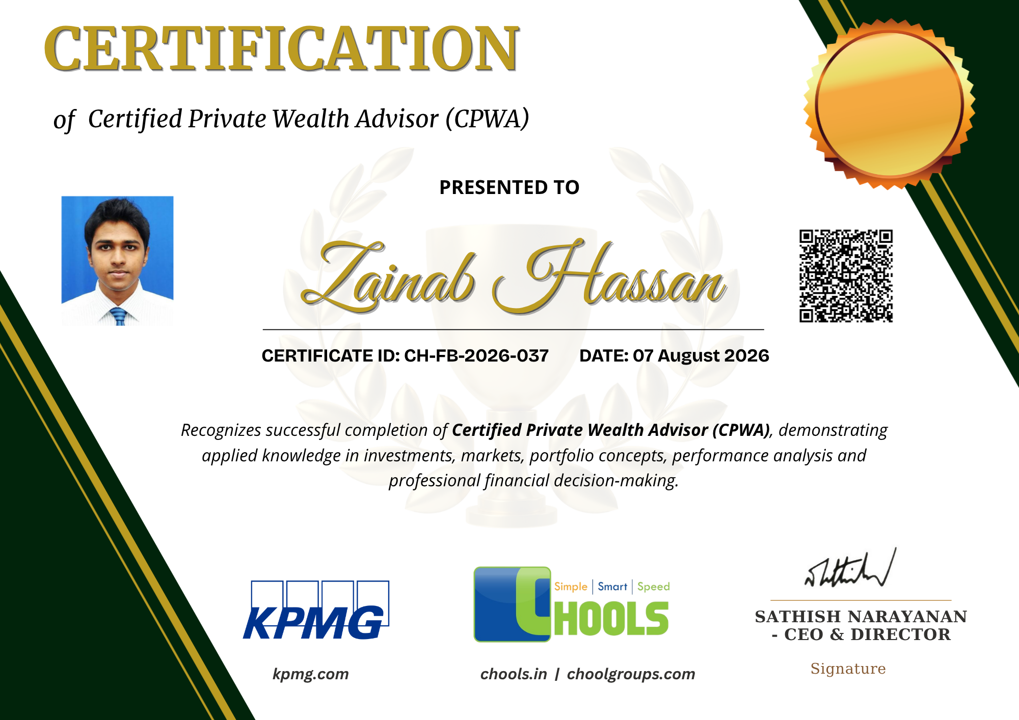 Certified Private Wealth Advisor (CPWA) Certificate